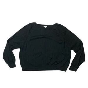 Garnet Hill Bellamy Batwing Pointelle Sweater Tanguis Cotton Baby Alpaca Large